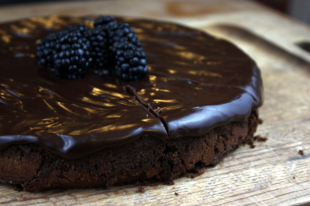 Flourless Chocolate Torte with Blackberry Coulis