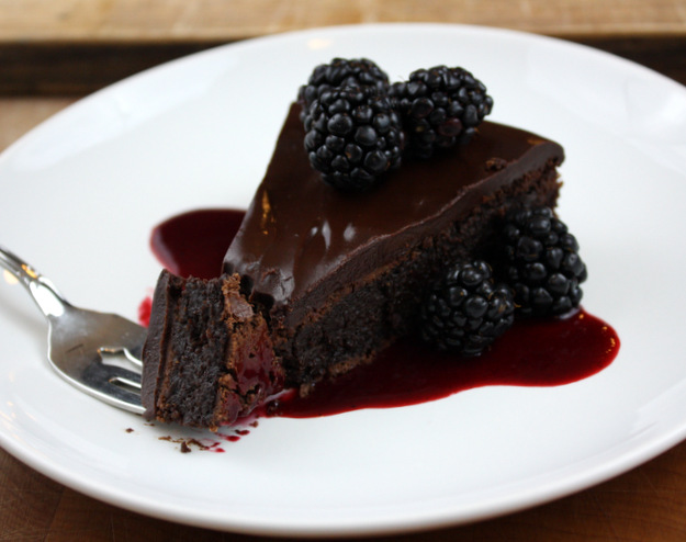 Flourless Chocolate Torte with Blackberry Coulis