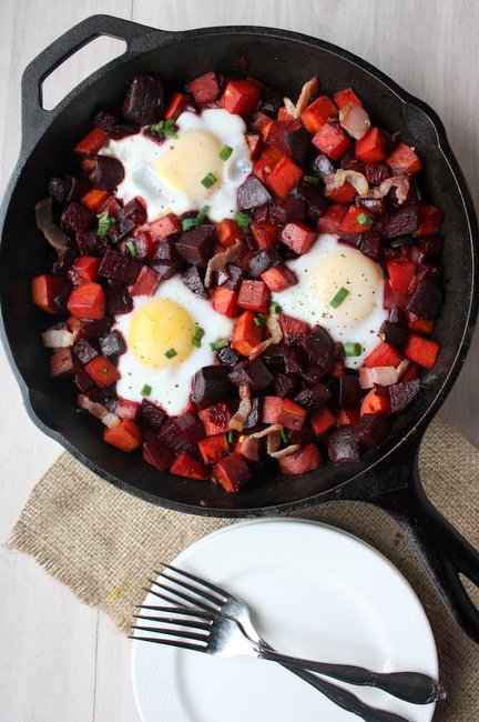 beet and sweet potato hash