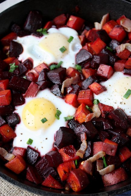 beet and sweet potato hash