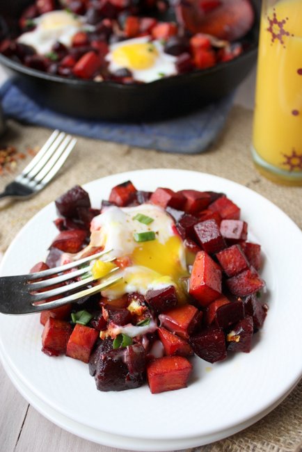 beet and sweet potato hash