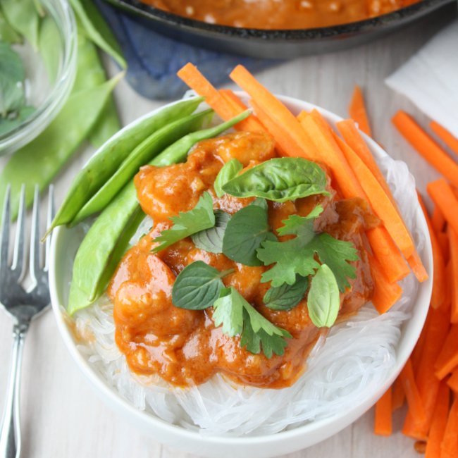 thai peanut shrimp bowls