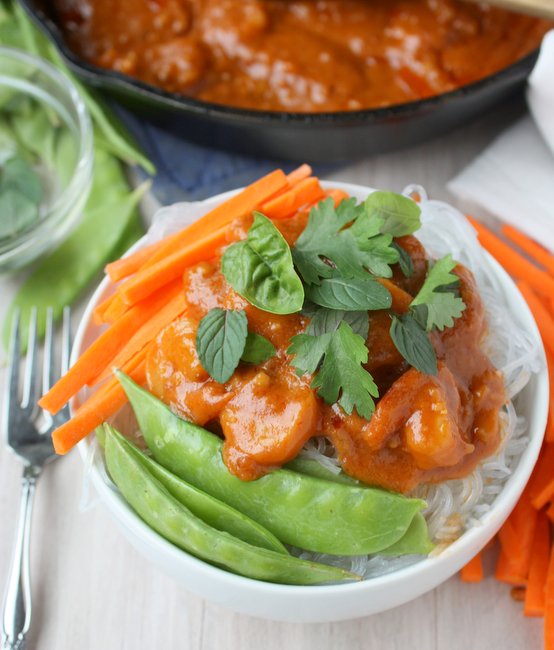 thai peanut shrimp bowls