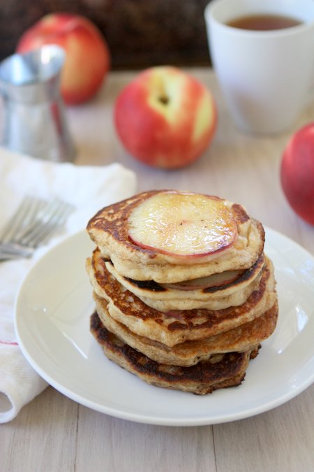 Greek Yogurt Peach Pancakes