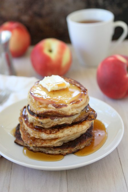 Greek Yogurt Peach Pancakes