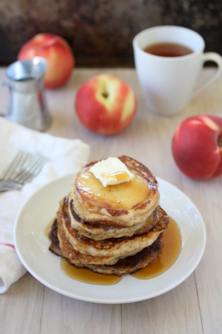 Greek Yogurt Peach Pancakes