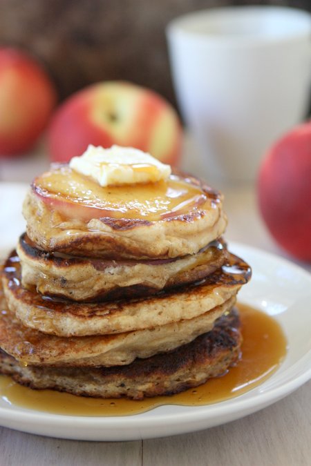 Greek Yogurt Peach Pancakes