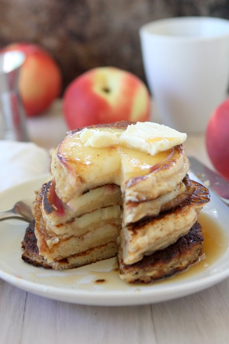 Greek Yogurt Peach Pancakes