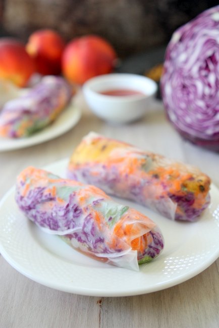 Grilled Peach Spring Rolls