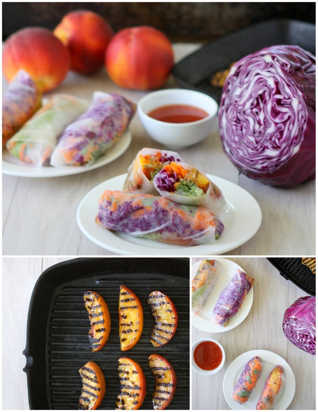 Grilled Peach Spring Rolls