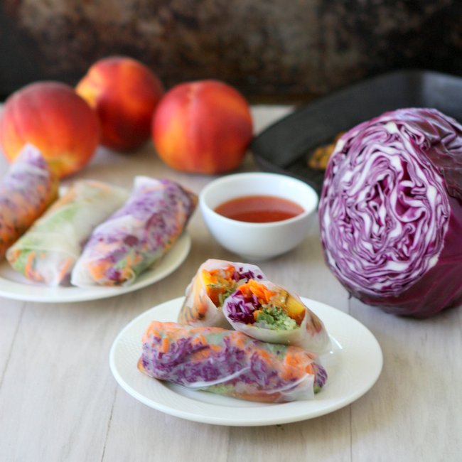 Grilled Peach Spring Rolls