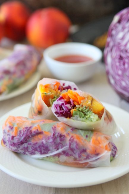 Grilled Peach Spring Rolls