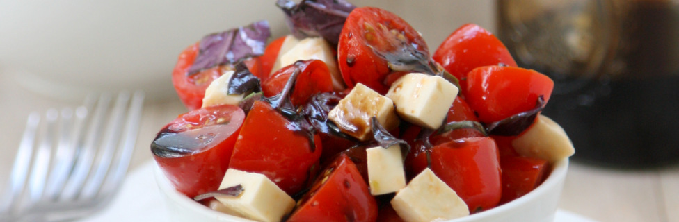 purple basil caprese salad