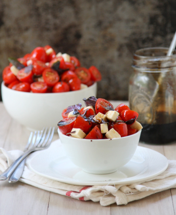 purple basil caprese salad