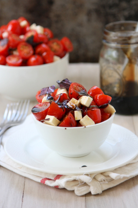 purple basil caprese salad