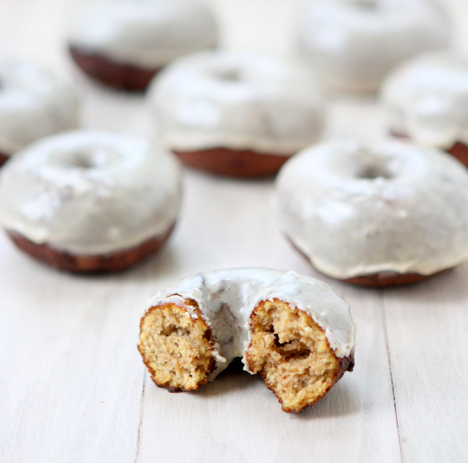 Pumpkin Spiced Cake Doughnuts with Spiced Maple Glaze