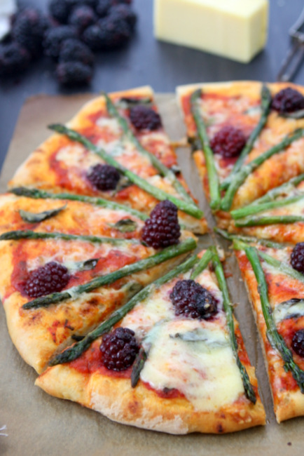 Blackberry Asparagus Gruyère Pizza