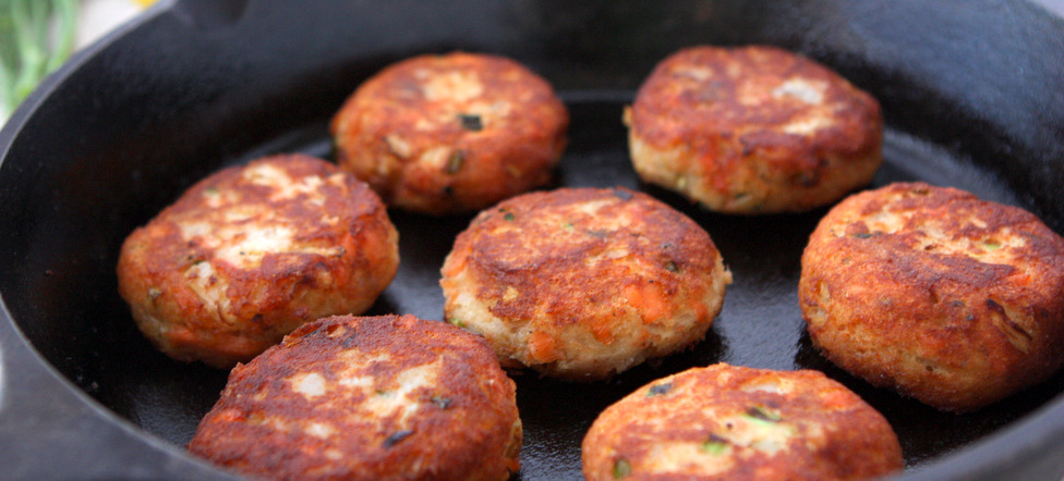 Potato and Salmon Cakes with Ginger and Scallions