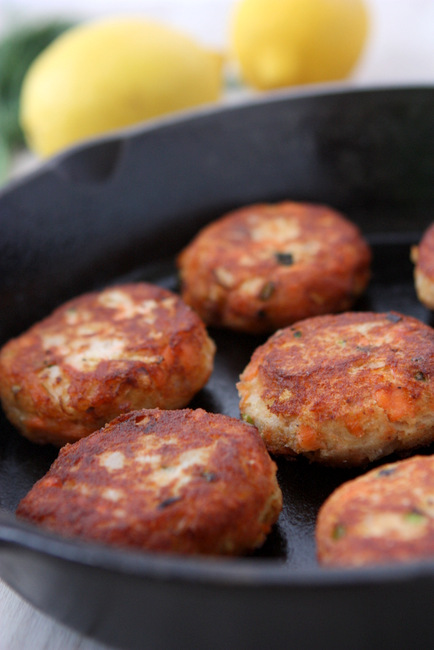 Potato and Salmon Cakes with Ginger and Scallions