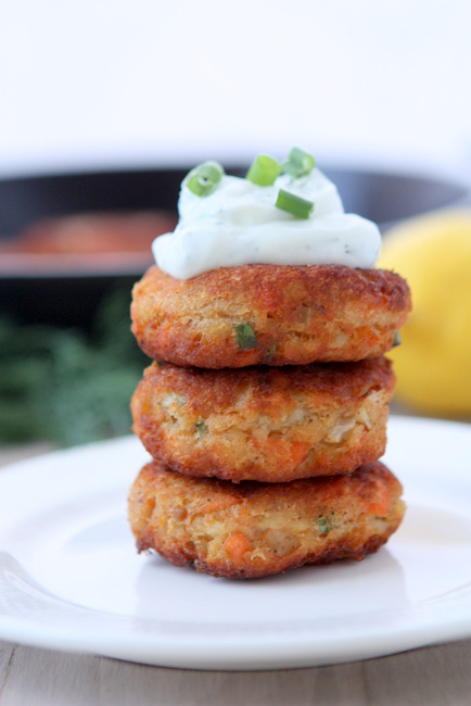 Potato and Salmon Cakes with Ginger and Scallions