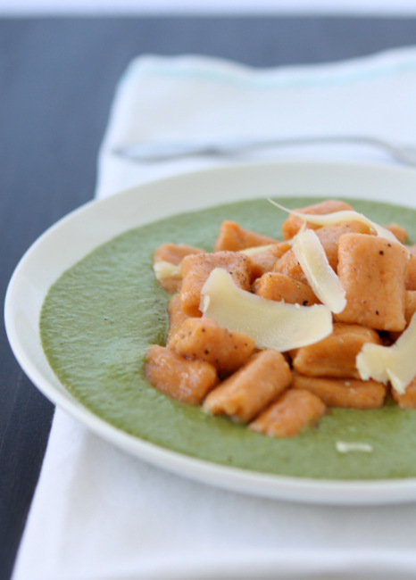 Sweet Potato Gnocchi with Spinach Goat Cheese Sauce