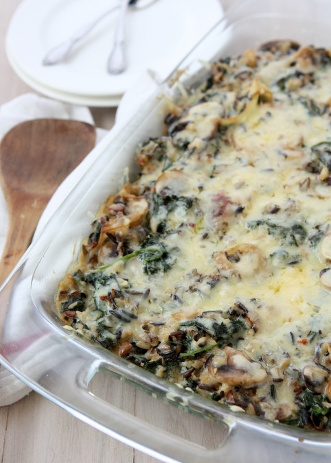 Mushroom Kale Wild Rice Casserole | thekitchenpaper.com