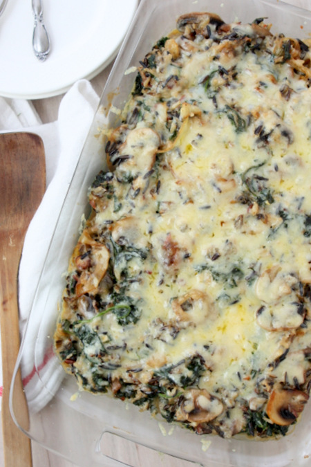 Mushroom Kale Wild Rice Casserole | thekitchenpaper.com