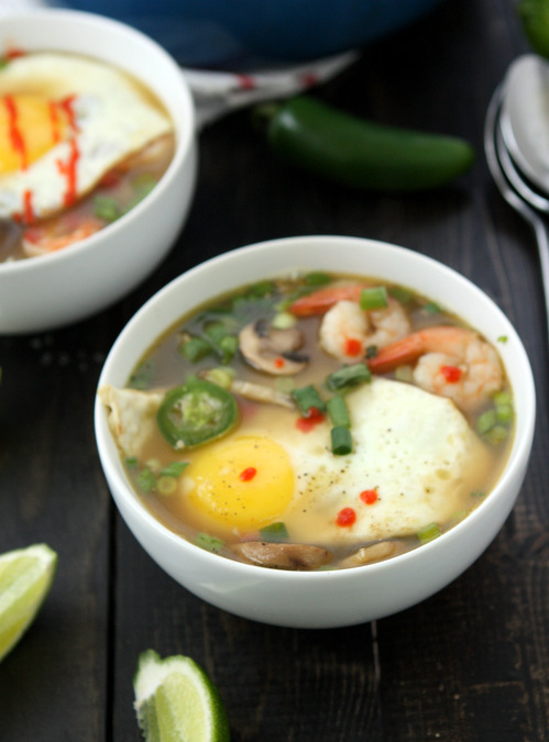 Mushroom Shrimp Noodle Soup with Egg | thekitchenpaper.com