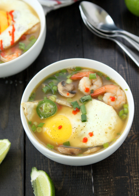 Mushroom Shrimp Noodle Soup with Egg | thekitchenpaper.com