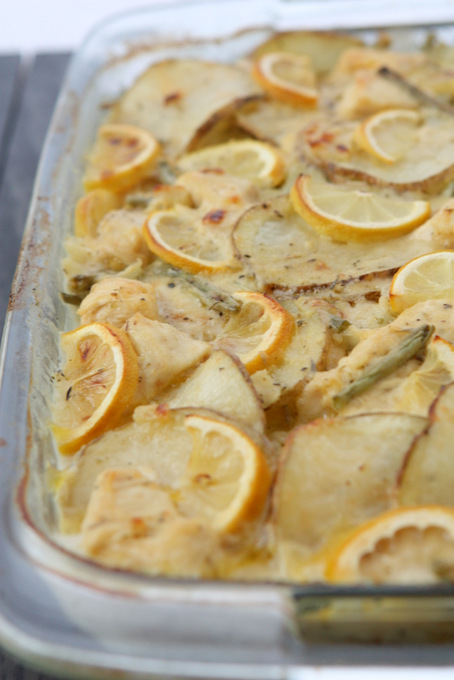 Lemon Chicken Potato Green Bean Casserole | thekitchenpaper.com