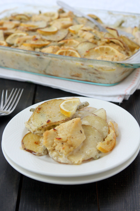 Lemon Chicken Potato Green Bean Casserole | thekitchenpaper.com