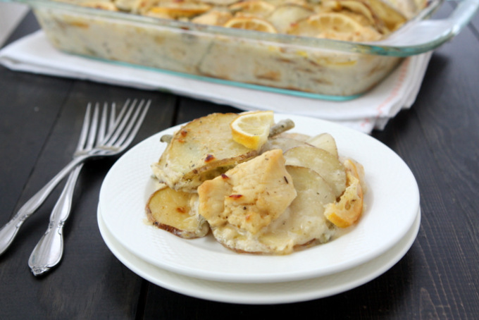 Lemon Chicken Potato Green Bean Casserole | thekitchenpaper.com