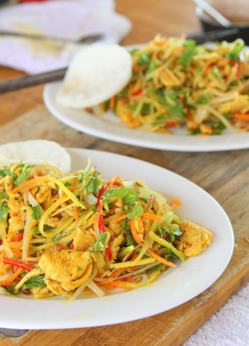 Gỏi Ngũ Sắc: Green Mango and Papaya Salad | thekitchenpaper.com