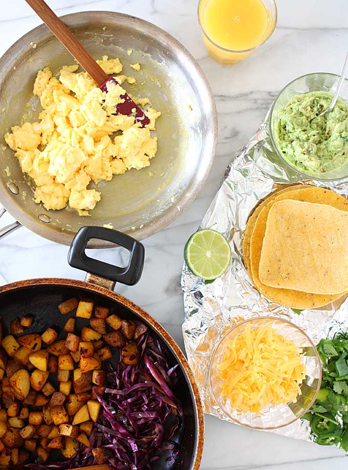 Chipotle Adobo Breakfast Tacos with Quick Guacamole | thekitchenpaper.com