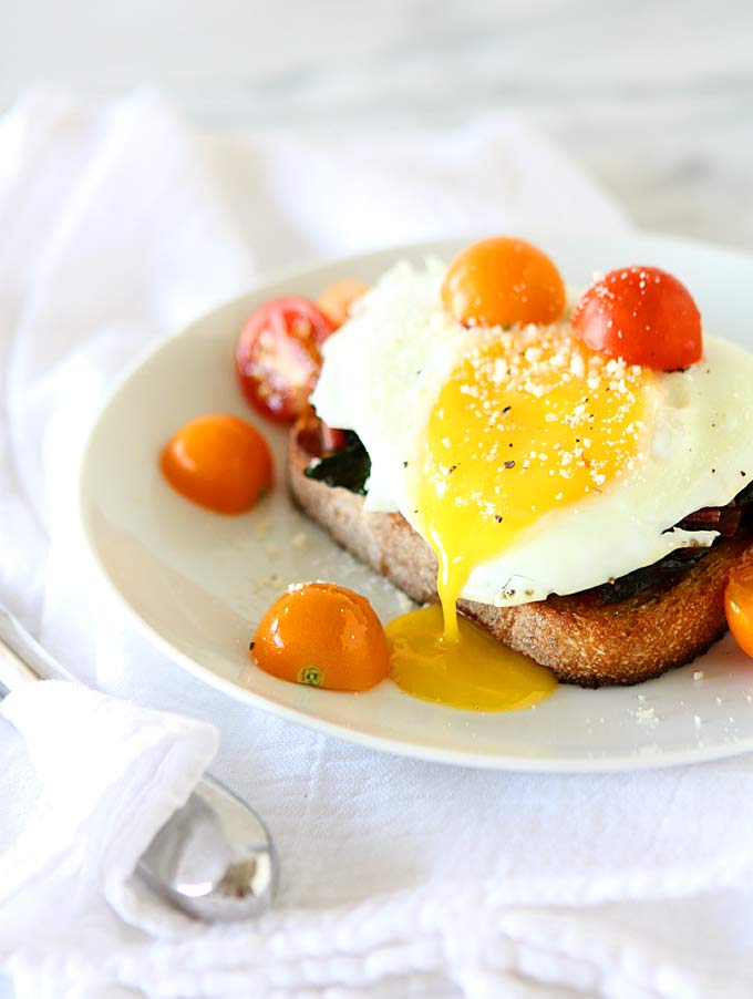 Fried Egg on Toast with Smoked Paprika and Maple Chard | thekitchenpaper.com