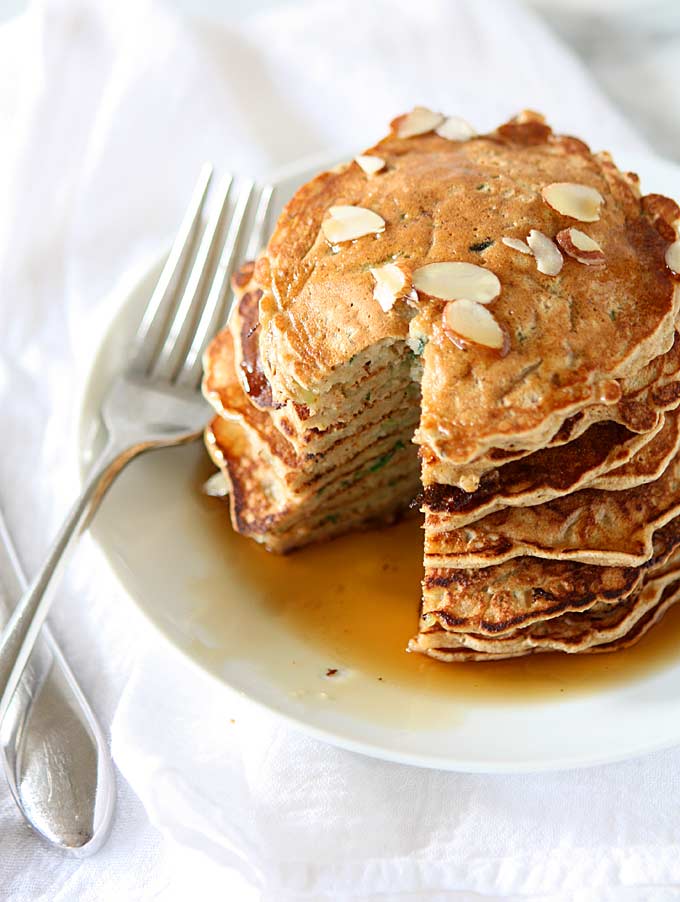 Whole Wheat Spiced Zucchini Pancakes | thekitchenpaper.com