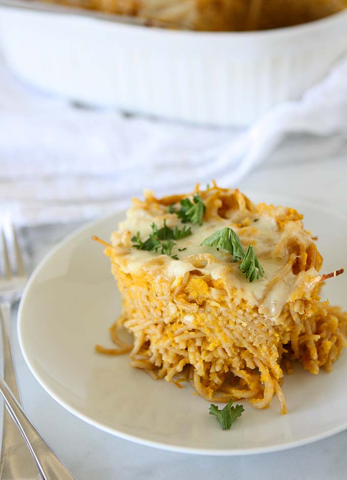 Brown Butter Butternut Squash Spaghetti Bake | thekitchenpaper.com