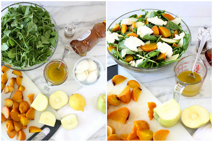 Golden Beet, Apple, Burrata, Arugula Salad | thekitchenpaper.com