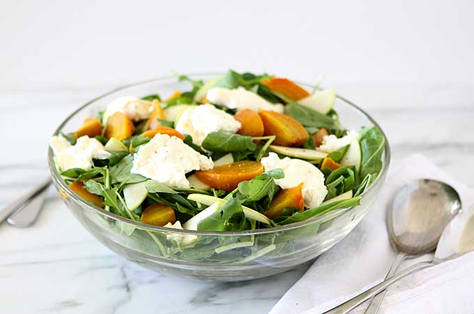 Golden Beet, Apple, Burrata, Arugula Salad | thekitchenpaper.com