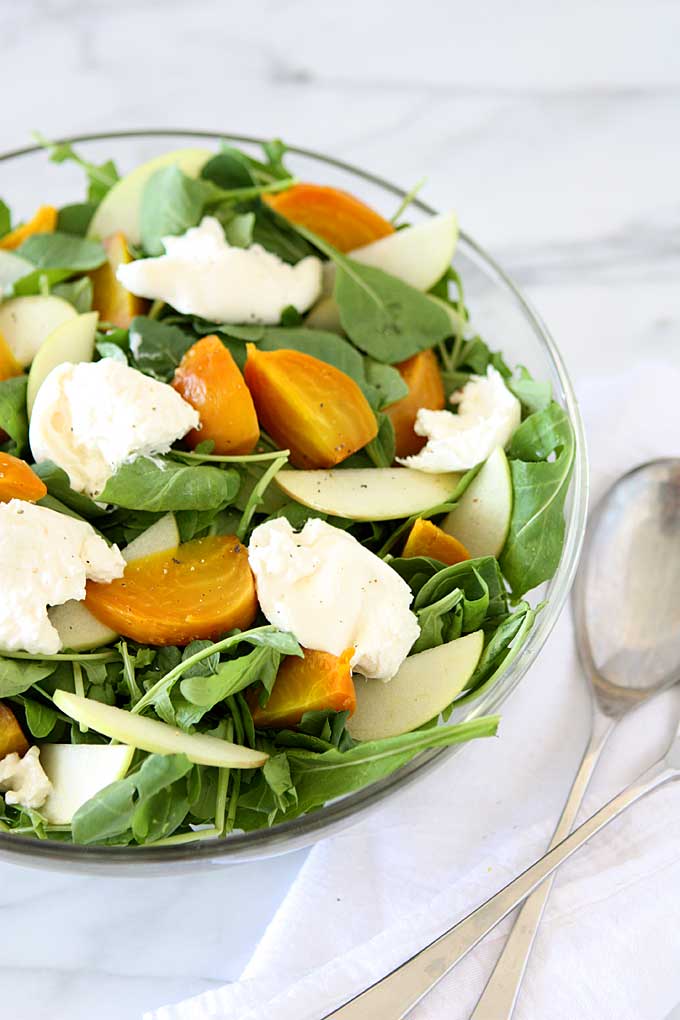 Golden Beet, Apple, Burrata, Arugula Salad | thekitchenpaper.com