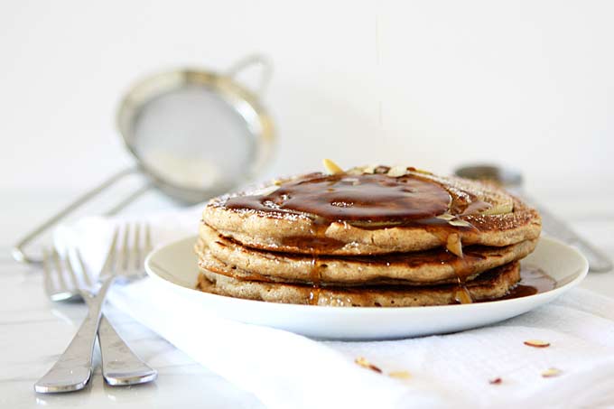 Whole Wheat Cinnamon Apple Oatmeal Pancakes | thekitchenpaper.com