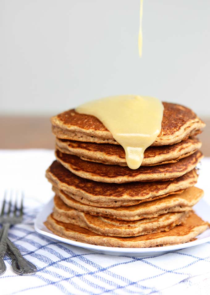 Cinnamon Spelt Pancakes with Creamy Maple Mascarpone | thekitchenpaper.com