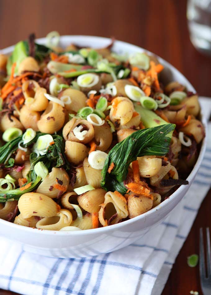 One Pot Sesame Vegetable Pasta (Carrots, Sweet Potato, Bok Choy) | thekitchenpaper.com