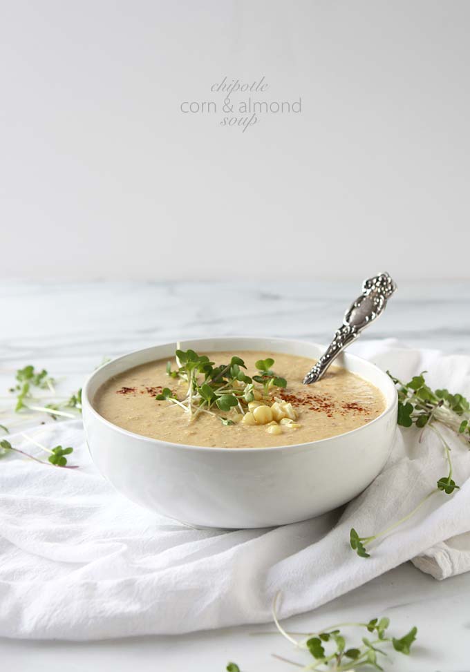 Chipotle Corn Almond Soup | thekitchenpaper.com