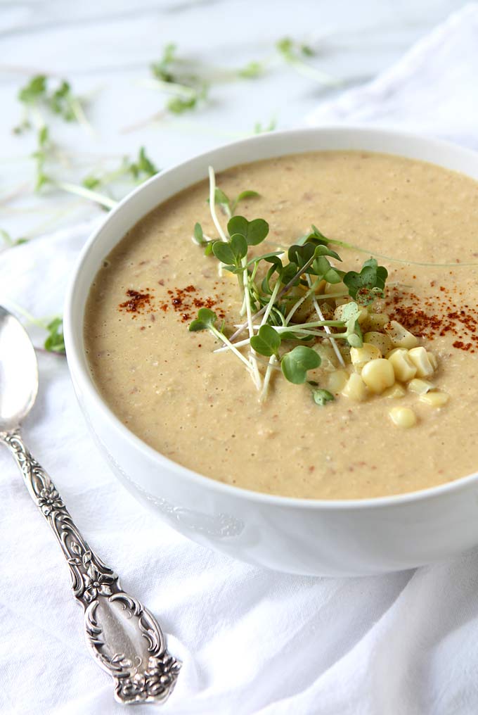 Chipotle Corn Almond Soup | thekitchenpaper.com