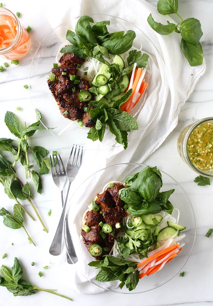 Vietnamese Sticky Pork Noodles (Bún Thịt Nướng) | thekitchenpaper.com