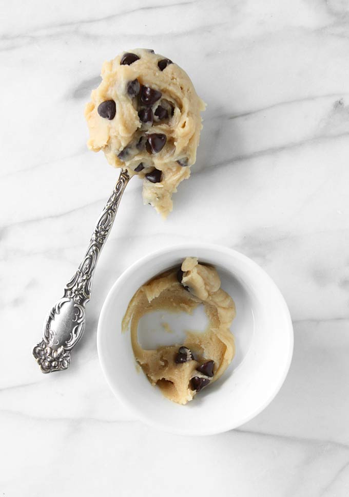 Single Serving Chocolate Chip Cookie Dough | thekitchenpaper.com