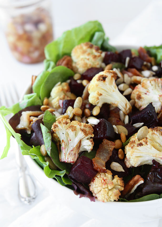 Roasted Beet, Charred Cauliflower, Seeded Salad | thekitchenpaper.com