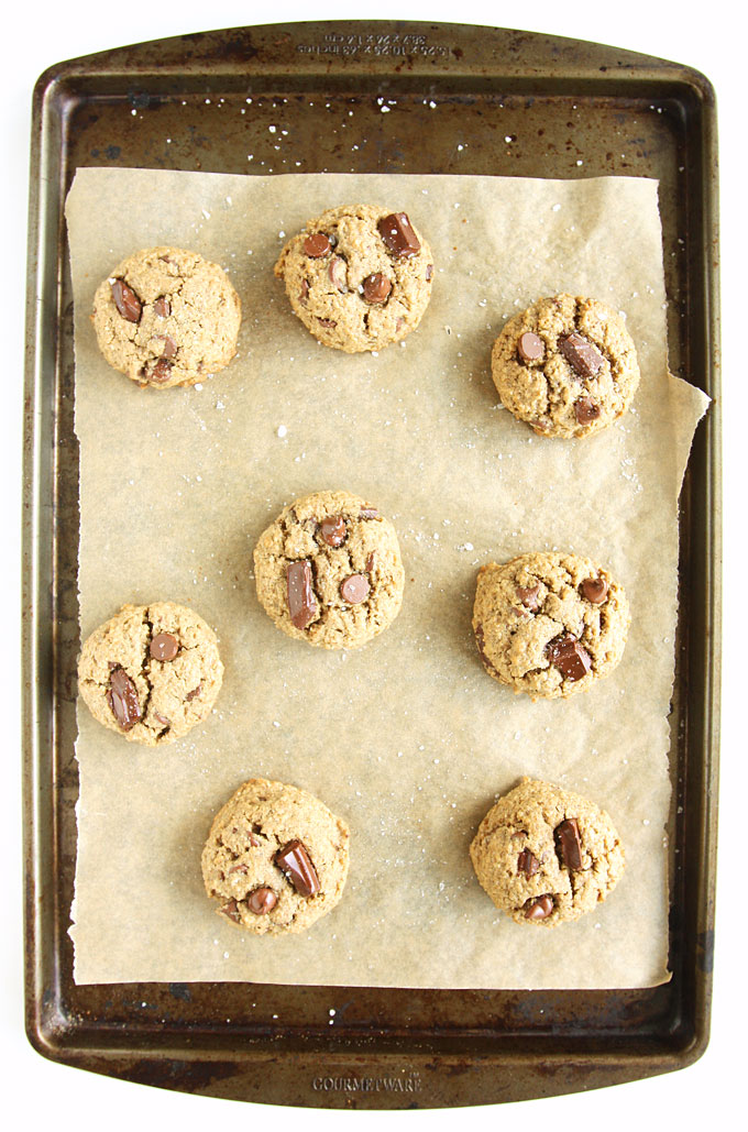 Salted Chocolate Chunk Oat Flour Cookies {Gluten-Free} | thekitchenpaper.com