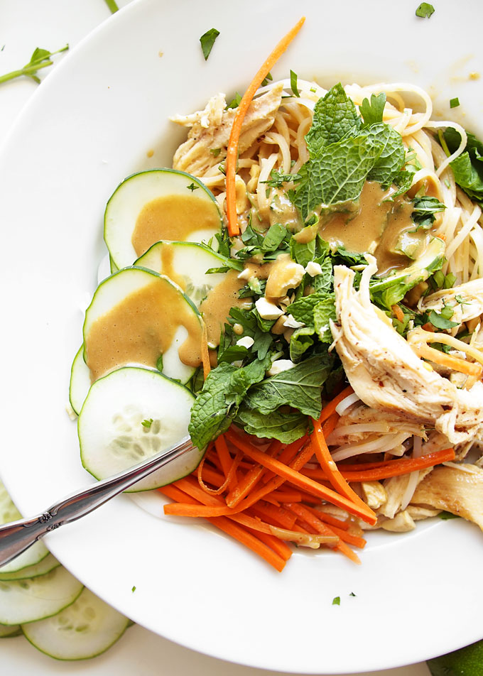 Cold Sesame Peanut Noodles with Brown Butter Chicken | thekitchenpaper.com